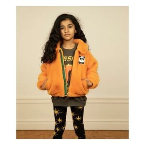 Mini Rodini Orange Faux Fur Bomber Jacket Childrensalon